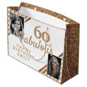 60 en Fabulous Gold Glitter 2 Foto 60e verjaardag Groot Cadeauzakje (Achterkant Gekanteld)