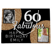 60 en Fabulous Gold Glitter 2 Foto 60e verjaardag Groot Cadeauzakje (Voorkant)