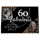 60 en Fabulous Gold Glitter 2 Foto 60e verjaardag Groot Cadeauzakje (Voorkant)