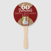 60 en Fabulous Gold Glitter 2 Foto 60e verjaardag Handwaaier (Achterkant)