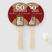 60 en Fabulous Gold Glitter 2 Foto 60e verjaardag Handwaaier (Voorkant en achterkant)