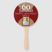 60 en Fabulous Gold Glitter 2 Foto 60e verjaardag Handwaaier (Voorkant)