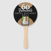 60 en Fabulous Gold Glitter 2 Foto 60e verjaardag Handwaaier (Achterkant)
