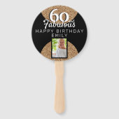 60 en Fabulous Gold Glitter 2 Foto 60e verjaardag Handwaaier (Voorkant)