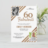 60 en Fabulous Gold Glitter 2 Foto 60e verjaardag Kaart (Staand voorkant)