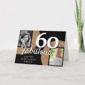 60 en Fabulous Gold Glitter 2 Foto 60e verjaardag Kaart (Voorkant)