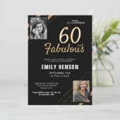 60 en Fabulous Gold Glitter 2 Foto 60e verjaardag Kaart (Staand voorkant)