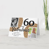 60 en Fabulous Gold Glitter 2 Foto 60e verjaardag Kaart (Voorkant)