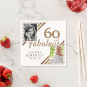 60 en Fabulous Gold Glitter 2 Foto 60e verjaardag Servet (Insitu)