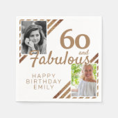 60 en Fabulous Gold Glitter 2 Foto 60e verjaardag Servet (Voorkant)