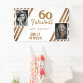 60 en Fabulous Gold Glitter 2 Foto 60e verjaardag Spandoek (Insitu)