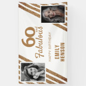 60 en Fabulous Gold Glitter 2 Foto 60e verjaardag Spandoek (Verticaal)