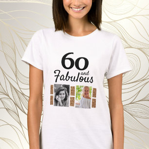 60 en Fabulous Gold Glitter 2 Foto 60e verjaardag T-shirt