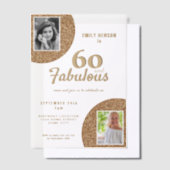 60 en Fabulous Gold Glitter 2 Foto 60e verjaardag Vellum Uitnodigingen (Offset)
