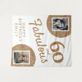 60 en Fabulous Gold Glitter 2 Foto 60e verjaardag Wandkleed (Voorkant (horizontaal))