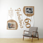 60 en Fabulous Gold Glitter 2 Foto 60e verjaardag Wandkleed (In Situ (horizontaal))