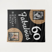 60 en Fabulous Gold Glitter 2 Foto 60e verjaardag Wandkleed (Voorkant (horizontaal))