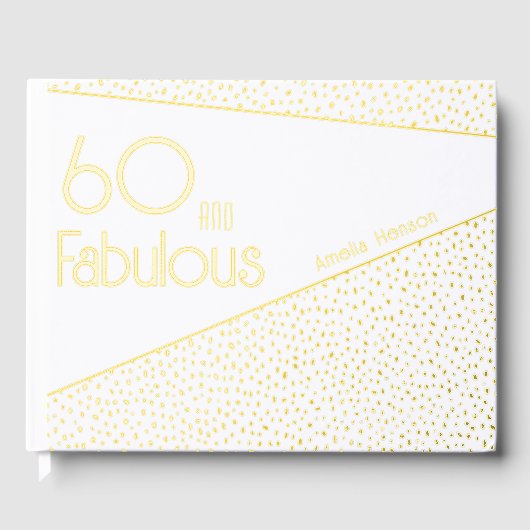 60 en Fabulous Gold Glitter 60th Birthday Gastenboek (Voorkant)