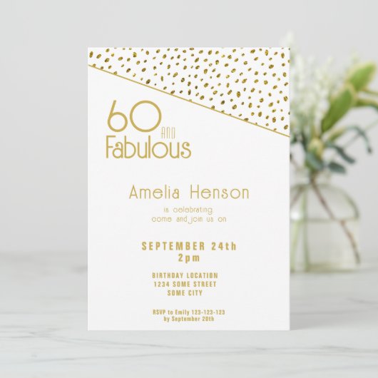 60 en Fabulous Gold Glitter 60th Birthday Kaart (Staand voorkant)