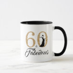 60 en Fabulous Gold Glitter 60th Birthday Mok<br><div class="desc">Viel het draaien van 60 in stijl met dit elegante 60ste verjaardagsontwerp. 60 en geweldig in faux goud glitter en zwart met dansende silhouet. Perfect cadeau voor 60ste verjaardag. Neem contact met ons op via onze winkel als je hulp of overeenkomende producten nodig hebt.</div>