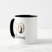 60 en Fabulous Gold Glitter 60th Birthday Mok (Voorkant links)