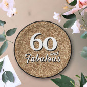 60 en Fabulous Gold Glitter 60th Birthday Papieren Bordje