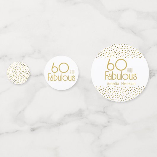 60 en Fabulous Gold Glitter 60th Birthday Party Confetti (Achterkanten)