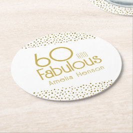 60 en Fabulous Gold Glitter 60th Birthday Ronde Kartonnen Onderzetter