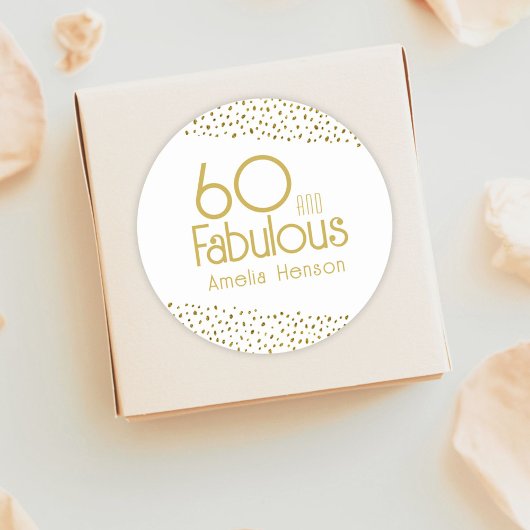 60 en Fabulous Gold Glitter 60th Birthday Ronde Sticker