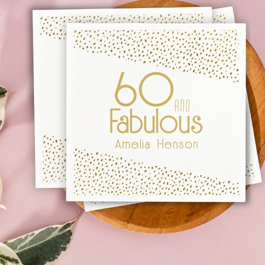 60 en Fabulous Gold Glitter 60th Birthday Servet