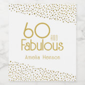 60 en Fabulous Gold Glitter 60th Birthday Wijn Etiket (Enkel label)