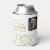 60 en Fabulous Gold Glitter Photo 60th Birthday Blikjeskoeler (Blikje Voorkant)
