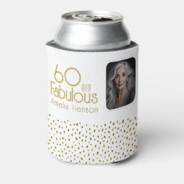 60 en Fabulous Gold Glitter Photo 60th Birthday Blikjeskoeler