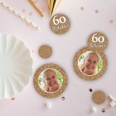 60 en Fabulous Gold Glitter Photo 60th Birthday Confetti
