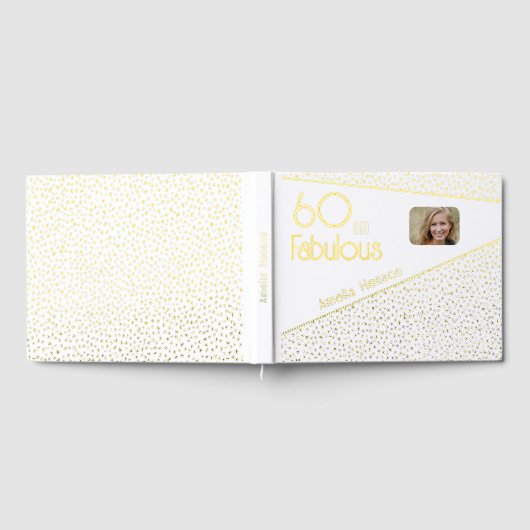 60 en Fabulous Gold Glitter Photo 60th Birthday Gastenboek (Volledig)