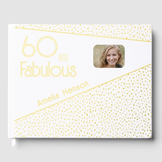 60 en Fabulous Gold Glitter Photo 60th Birthday Gastenboek (Voorkant)