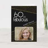 60 en Fabulous Gold Glitter Photo 60th Birthday Kaart (Voorkant)