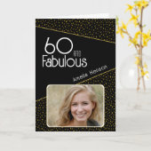 60 en Fabulous Gold Glitter Photo 60th Birthday Kaart (Gele Bloem)