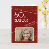 60 en Fabulous Gold Glitter Photo 60th Birthday Kaart (Gele Bloem)