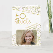 60 en Fabulous Gold Glitter Photo 60th Birthday Kaart (Voorkant)