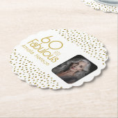 60 en Fabulous Gold Glitter Photo 60th Birthday Kartonnen Onderzetters (Gekanteld)