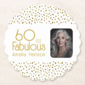 60 en Fabulous Gold Glitter Photo 60th Birthday Kartonnen Onderzetters (Voorkant)