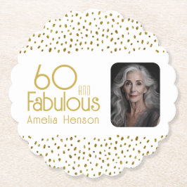 60 en Fabulous Gold Glitter Photo 60th Birthday Kartonnen Onderzetters