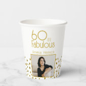 60 en Fabulous Gold Glitter Photo 60th Birthday Papieren Bekers (Achterkant)