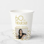 60 en Fabulous Gold Glitter Photo 60th Birthday Papieren Bekers (Voorkant)