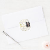 60 en Fabulous Gold Glitter Photo 60th Birthday Ronde Sticker (Envelop)