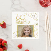60 en Fabulous Gold Glitter Photo 60th Birthday Servet (Insitu)