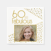 60 en Fabulous Gold Glitter Photo 60th Birthday Servet (Voorkant)