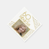 60 en Fabulous Gold Glitter Photo 60th Birthday Servet (Hoek)