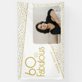 60 en Fabulous Gold Glitter Photo 60th Birthday Spandoek (Verticaal)
